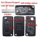 For Cit 307 blade 3 button flip remote key shell with trunk button ( VA2 Blade - 3Button -  Trunk - With battery place )