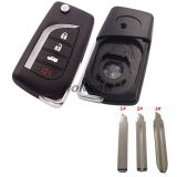 For Toyota 3+1 button Remote key blank(Only one blade for the key shell, you can choose the blade needed. )
