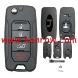For Chrysler Jeep 3+1 button flip remote key blank with logo