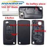 For Cit 307 blade 3 button flip remote key blank with light button ( VA2 Blade - 3Button -  Light - No battery place) (No Logo)