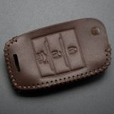 For Kia 3button key cowhide leather case fo K4.