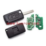 For Peu 3 button flip remote key with VA2 307 blade (With Light button)  433Mhz ID46 PCF7961 Chip FSK Model