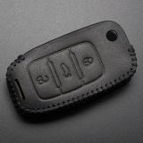 For Skoda 3 button key cowhide learther case. 
