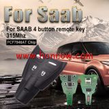  For SAAB 4 button remote key With PCF7946AT Chip and 315Mhz