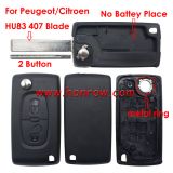 For Peu 407 blade 2 buttons flip remote key blank ( HU83 Blade-2Button-No battery place ) (No Logo)