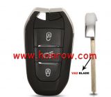 For Peugeot 3 button remote key blank with light button VA2 blade