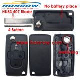For Cit 4 button remote key blank with 407 blade ( HU83 Blade -4 Button- No battery place) (No Logo)