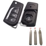 For Toyota 3 button Remote key blank(Only one blade for the key shell, you can choose the blade needed. )