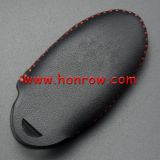 For Nissan 3 button key cowhide leather case ,Black Color 