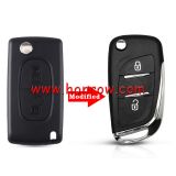 For Peugeot 2 button modified flip remote key blank with HU83 407 Blade