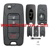 For Chrysler Jeep 2+1 button flip remote key blank with logo