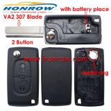 For Cit 307 blade 2 buttons flip remote key blank  ( VA2 Blade -  2Button - With battery place ) (No Logo)