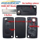 For Cit 407 blade 3 button flip remote key blank with light button ( HU83 Blade - Light - No battery place) (No Logo)