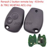 For Ren 2 button remote key with 433mhz & 7961M(HITAG AES) chip no blade
