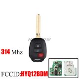 For Toyota 3 button remote key with 314.4Mhz G chip  FCCID :HYQ12BDM