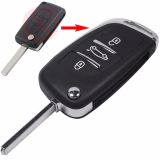 For Original Peu 3 button modified flip remote key blank with VA2 307 Blade- 3Button -Trunk- With battery place (No Logo)used for model New DS remote control 