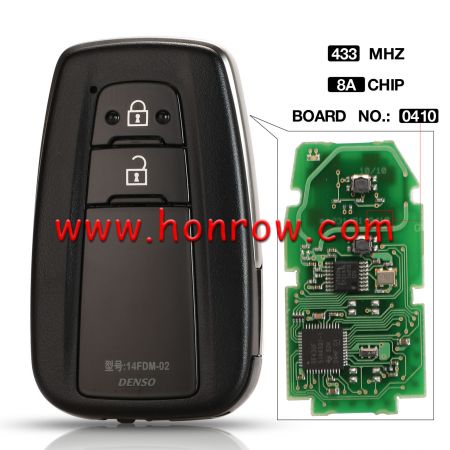 For Toy 2 button Keyless Go Smart Remote Key with 8A chip 433MHz  Board No. 0410  
