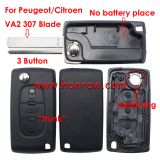 For Peu 307 blade 3 button flip remote key blank with trunk button (VA2 Blade - 3Button -  Trunk - No battery place) (No Logo)