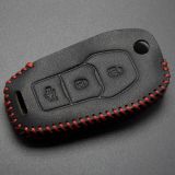 For Ford 3 button key cowhide leather case used for new  2013 with key ring