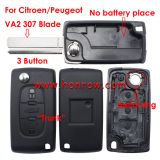 For Cit 307 blade 3 button flip remote key shell ( VA2 Blade - Trunk - No battery place )