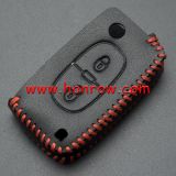 For Peugeot 2 button key cowhide leather case.