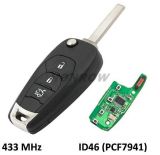For Chevrolet 3 button flip remote key with PCF7941E /  HITAG 2 / 46 CHIP chip 433Mhz