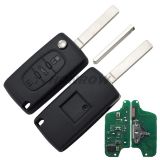 For Cit FSK 3 button flip remote key with VA2 307 blade (With trunk button)  433Mhz PCF7941 Chip 
