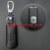 For Mazda 2 button key cowhide leather case for Maz3  .Black Color