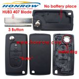 For Cit 407 blade 3 button flip remote key blank with trunk button ( HU83 Blade - Trunk - No battery place) (No Logo)
