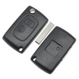 For Peu 2 button modified flip remote key blank with HU83-407 Blade