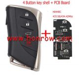  For Lexus 4 button Lonsdor FT08-H0440C Keyless Go Smart Remote Key with 433.58/434.42MHz and 8A Chip support KH100/k518 key programmer P4(91 00 AA AA)