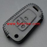 For Chevrolet 3 button key cowhide leather case Black Color. 