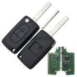 For Peu 3 button flip remote key with VA2 307 blade (With Light button)  433Mhz ID46 PCF7961 Chip ASK Model