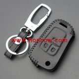 For Chevrolet 3 button key cowhide leather case Black Color. 