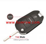 For Peugeot 508 3 button Remote Flip Car Key Shell with VA2 blade For Peugeot 208 2008 301 308 508 5008 RCZ Expert /Citroen C-Elysee C4-Cactus C3 Light