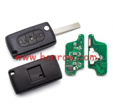 For Peu FSK 3 button flip remote key with VA2 307 blade (With Light button)  433Mhz 46 Chip 