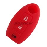 For Nissan 3 button Silicone case Red color(MOQ:50pcs)