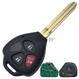 For To corolla 2+1 button remote key with 433mhz