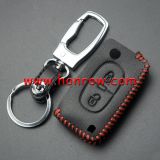 For Peugeot 2 button key cowhide leather case.