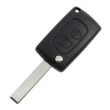 For Peu 2 button modified flip remote key blank with HU83-407 Blade