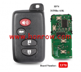 For Toy 3+1 button Smart Card 314.3MHz ID74 chip FSK 3370 Board CHIP: ID74-WD03