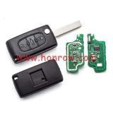 For Peu 3 button flip remote key with HU83 407 blade ( With trunk button) 433Mhz ID46 PCF7961 Chip FSK Model
